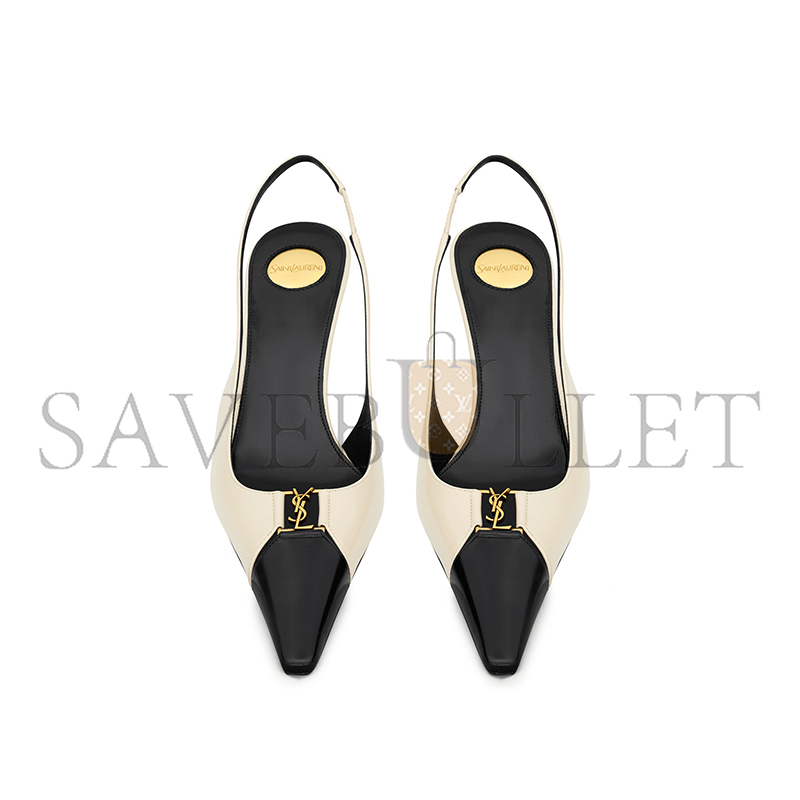 YSL BABYLONE BRETEUIL SLINGBACK PUMPS IN SMOOTH LEATHER 858966AAESX9204
